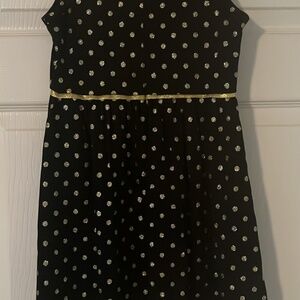 Girls sleeveless black polka dot dress
